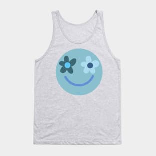 Blue Happy Face Tank Top